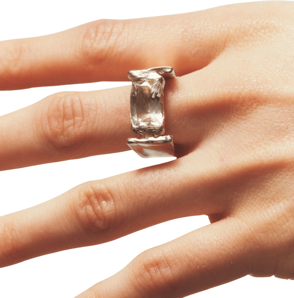 Abril Handmade Silver Ring with White Topaz (Simuero)