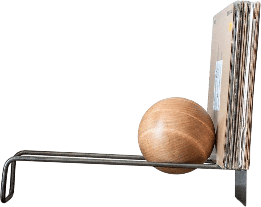 Vinyl Record Rack: Wooden Ball LP Record Stand