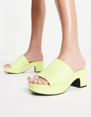 Monki vegan mid heel chunky platform sandal in lime green