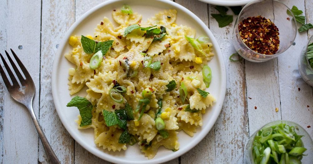 Creamy Corn Pasta With Basil Recipe