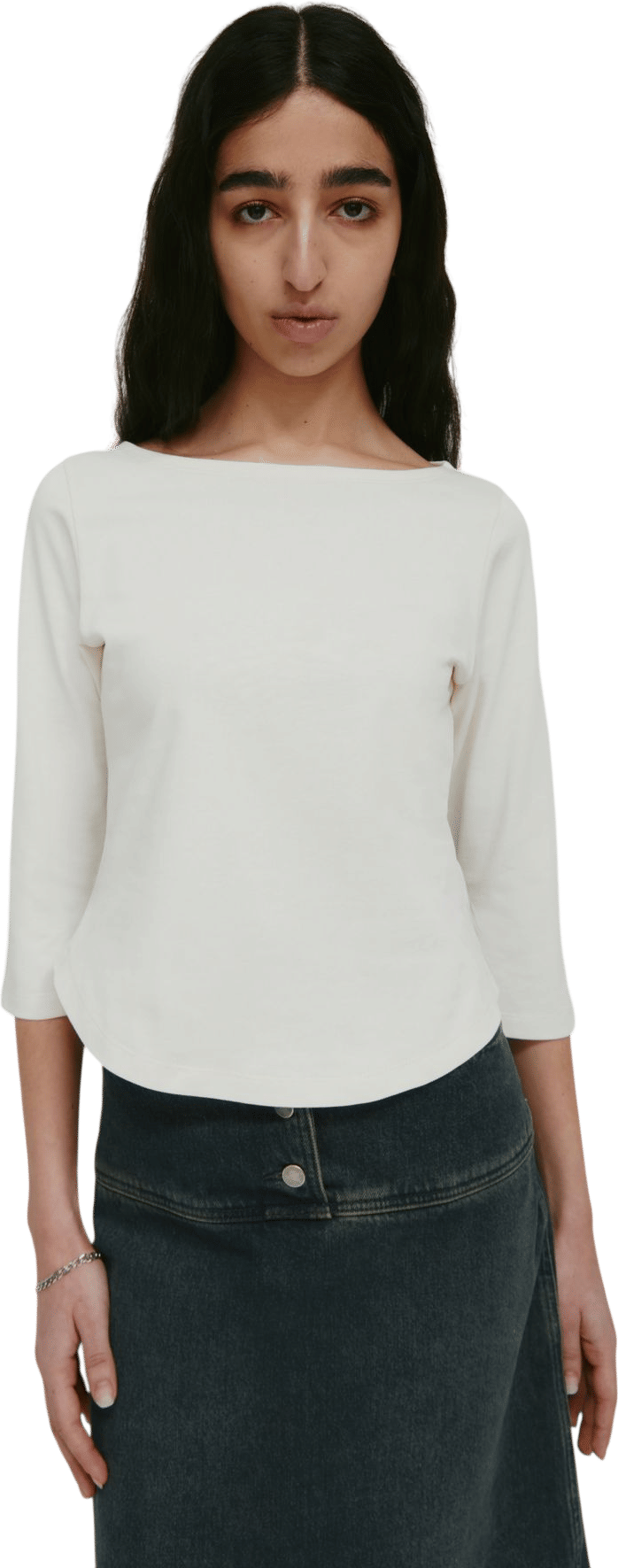 Women's Curved Hem 3/4 Sleeve Top