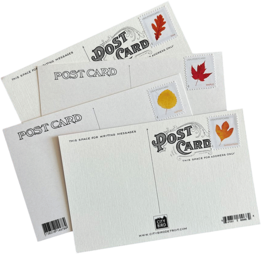 Autumn leaf post card stamps