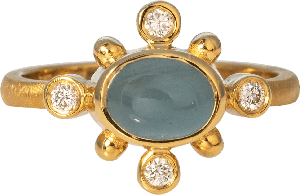 Croghan's Aquamarine & Diamond 14K Yellow Gold Ring