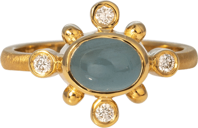 Aquamarine & Diamond 14K Yellow Gold Ring