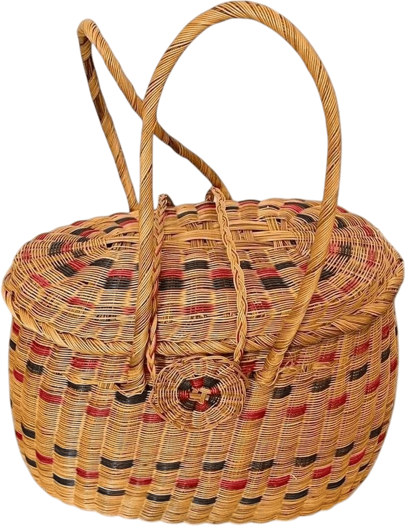 Striped Woven Wicker Basket