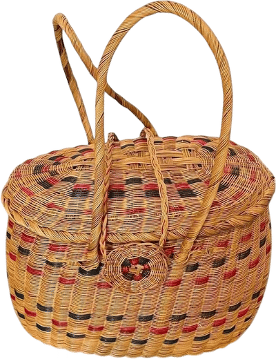 Striped Woven Wicker Basket