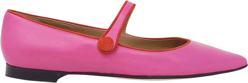 Pink Leather Pointed Ballet Flats