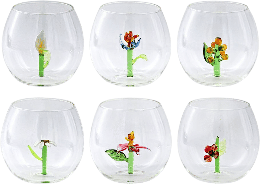 Flower Power Set of 6 Glasses