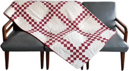 Antique Irish Double Chain Quilt, Made in Early 1900s, Vintage Home Decor, Cottagecore
