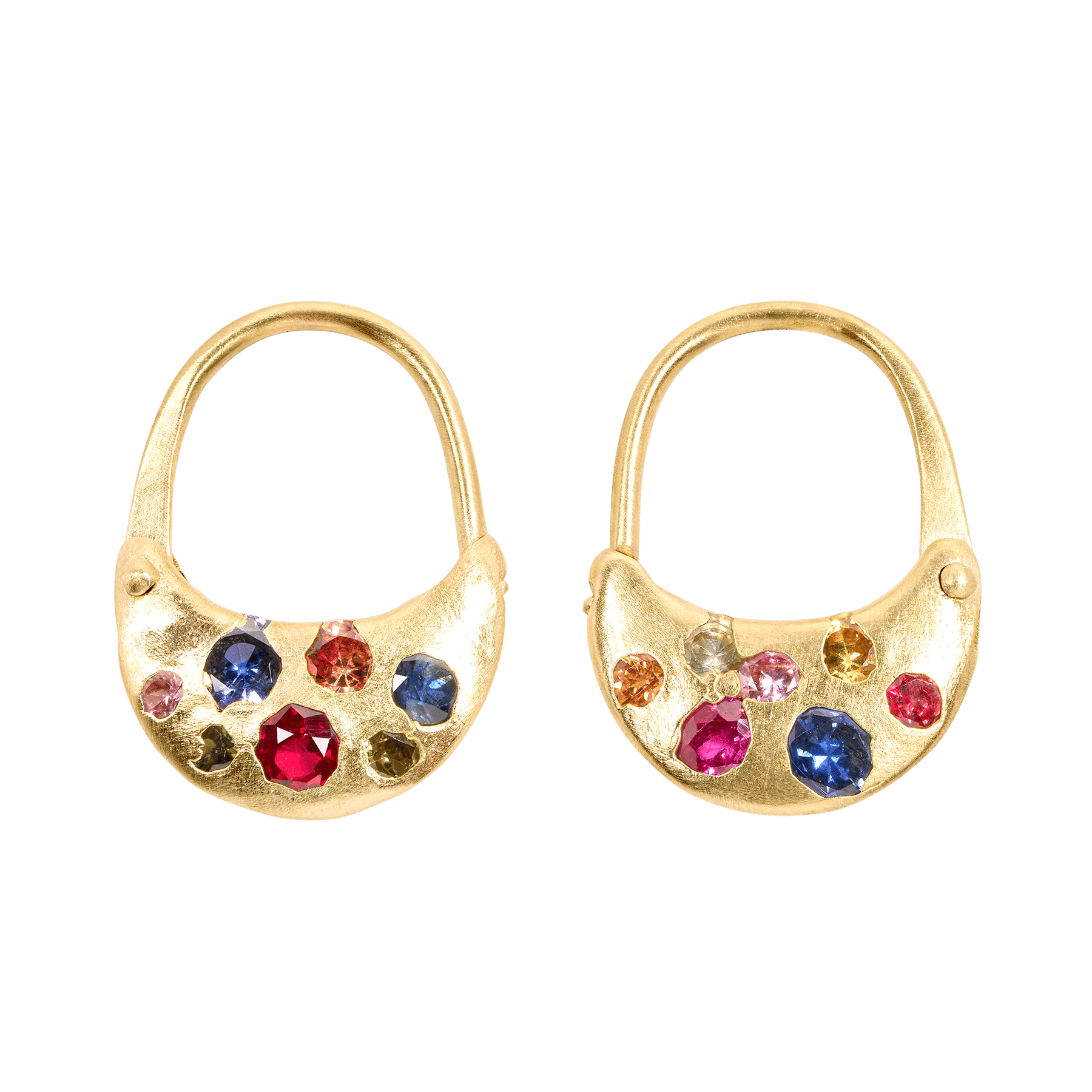 Short Rainbow Safety Pin Earrings