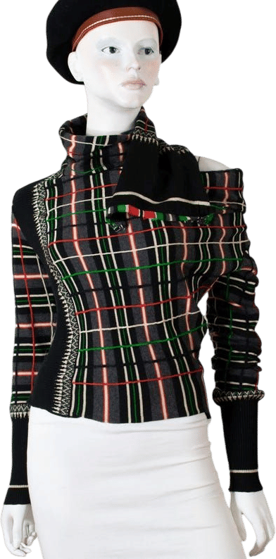 Jean Paul Gaultier Asymmetrical Plaid Sweater