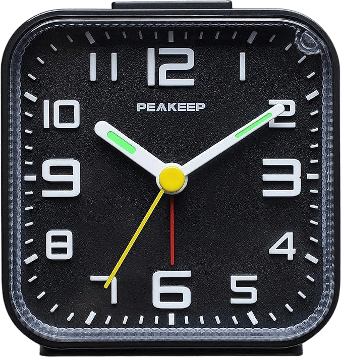 Peakeep 3D Numbers Analog Alarm Clock (Black-3D)