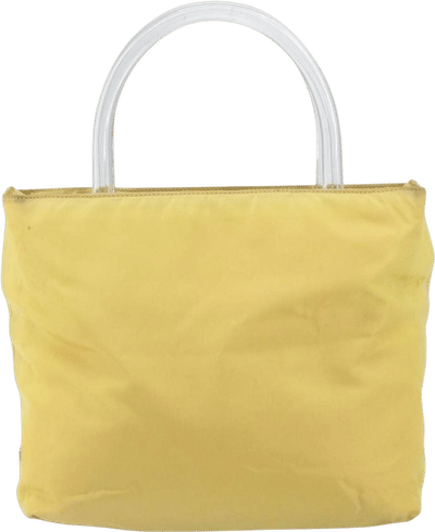 Prada Yellow Fabric Tote Bag with Plastic Handles