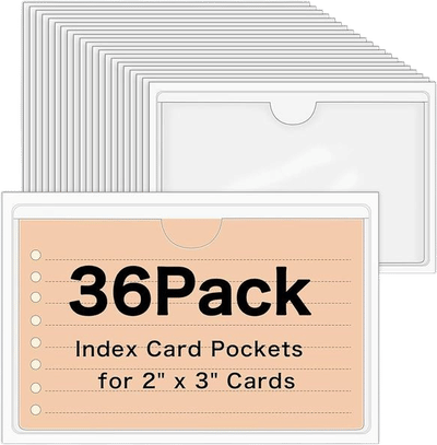 Adhesive Plastic Index Card Label Holders (36 Pack)