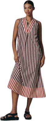 Mar V-Neck Poplin Midi Dress