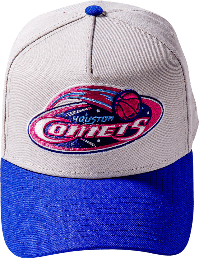 premiumgoods. x new era houston comets 9forty a-frame hat (stone/blue)