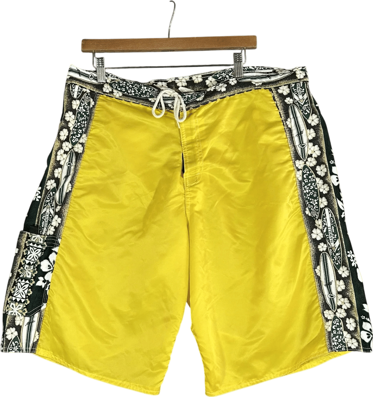 Vintage Yellow and Black Floral Board Shorts