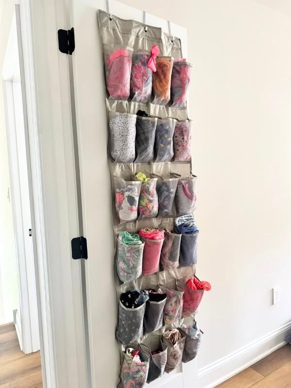 packing for small children with an over-door organizer