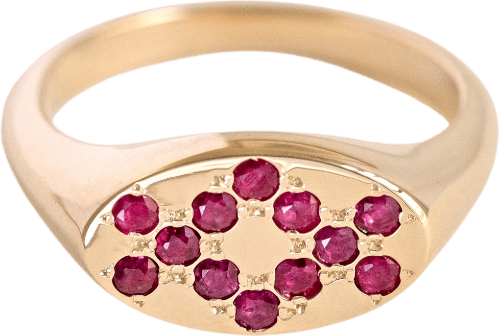 Checker a signet with tiny rubies from your aunt