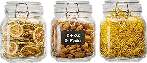 Square Glass Food Storage Jars with Airtight Lids