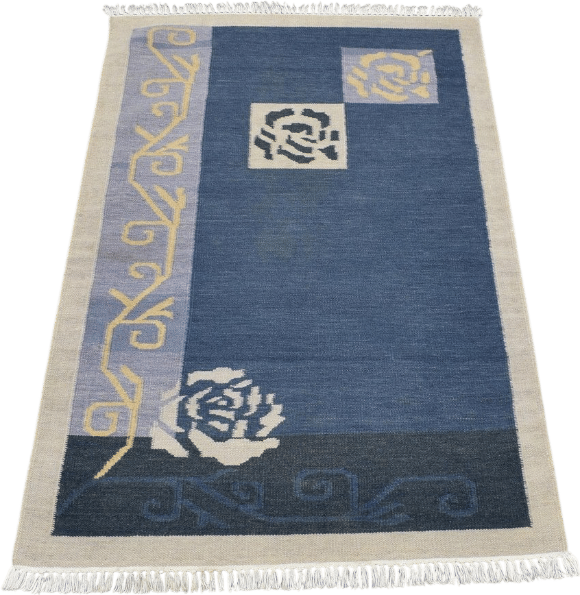 Swedish Hooked Area Kilim Rug 3x5 (1950s)