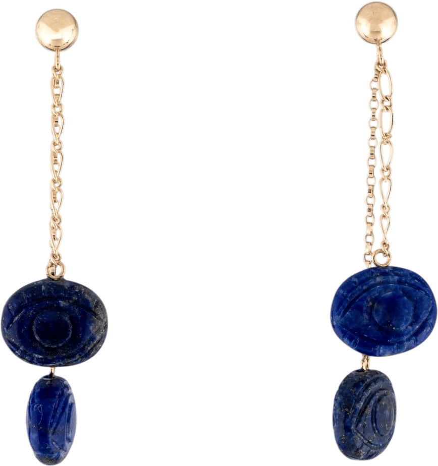 14K Lapis Lazuli Evil Eye Drop Earrings