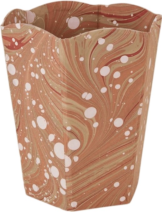 Marbleized Scalloped Wastebasket