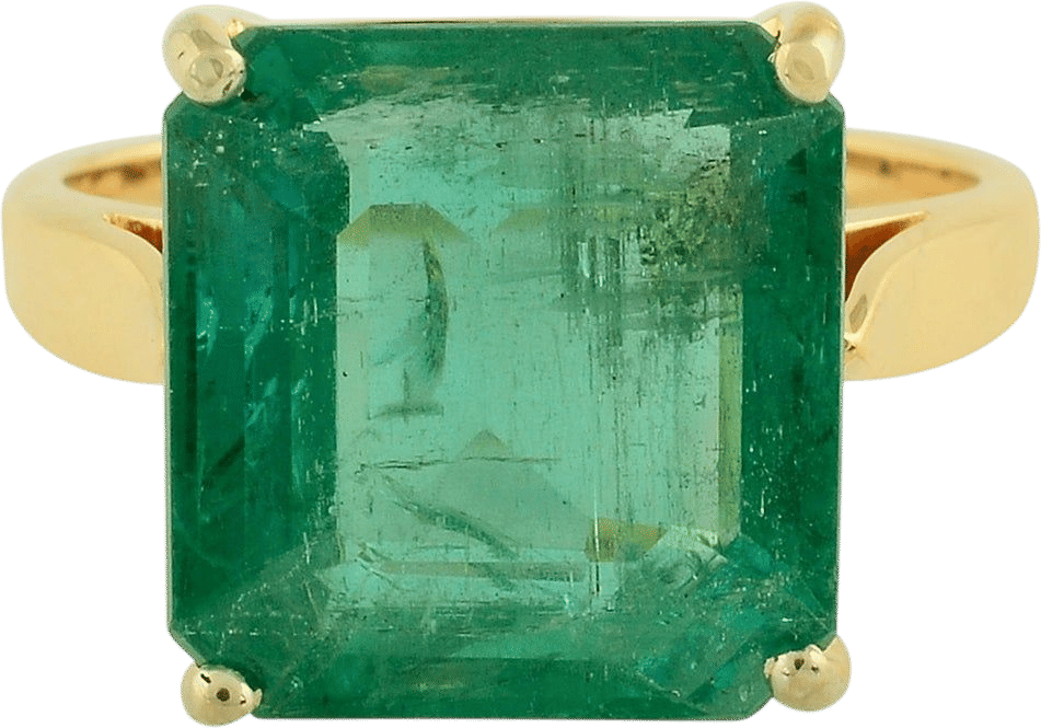 5.84ct Zambian Emerald Solitaire Ring in 14K Yellow Gold