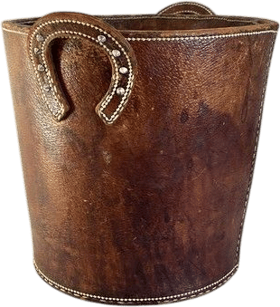 Vintage Leather Horseshoe Trashcan