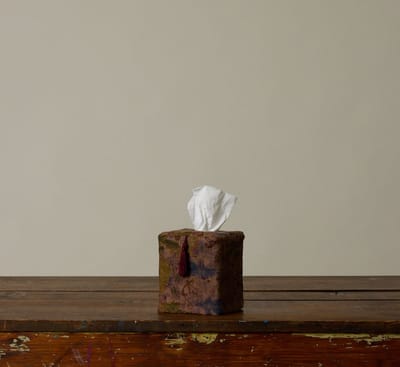 Olive Floral Linen Tissue Box Cover