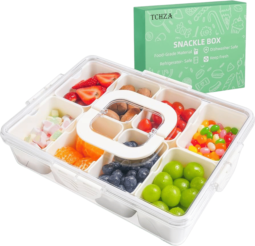 Snackle Box Divided Serving Tray with Lid