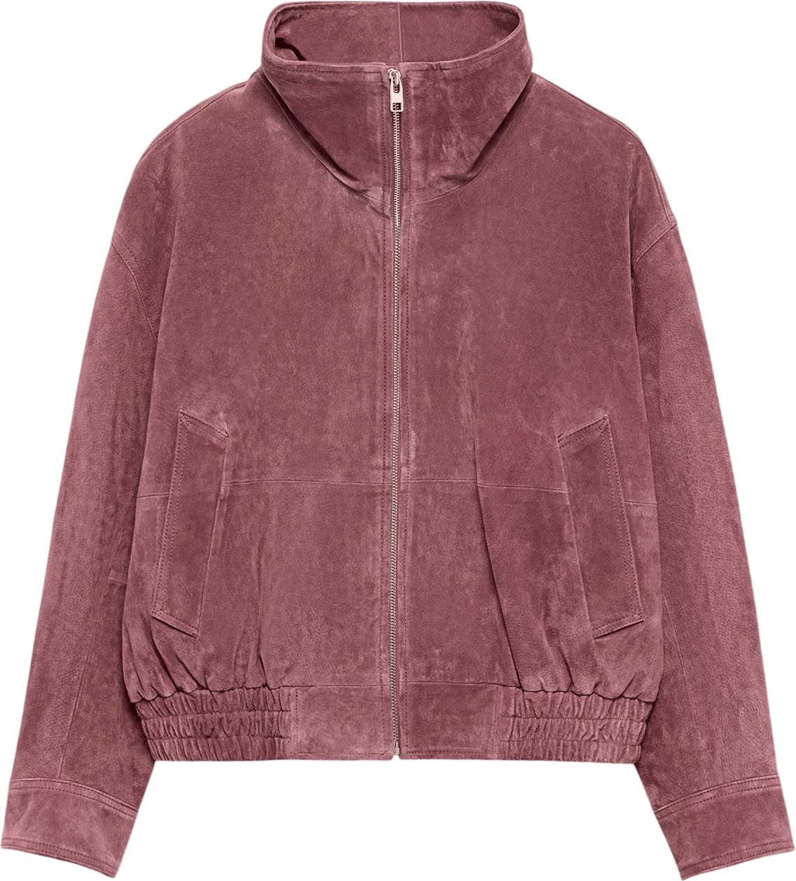 Blush Suede Bomber Jacket