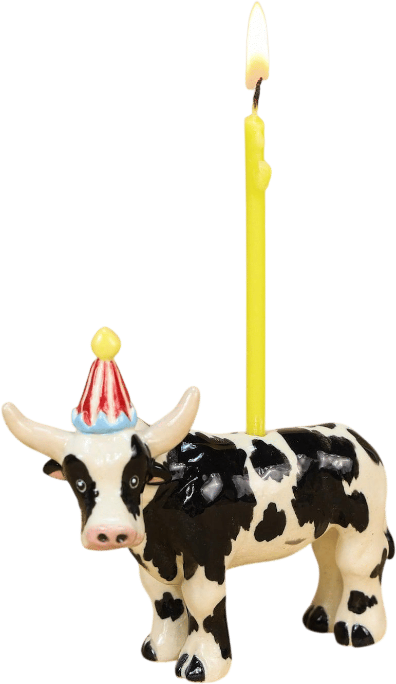 Ceramic Party Hat Cow Cake Topper