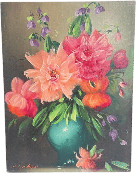 Vintage Oil Painting Floral Still Life Vase 12x16 Canvas Unframed Signed - Etsy