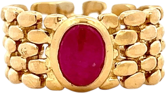 1.54 Flexible Cabochon Ruby Ring in 14k Yellow Gold