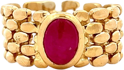 1.54 Flexible Cabochon Ruby Ring in 14k Yellow Gold