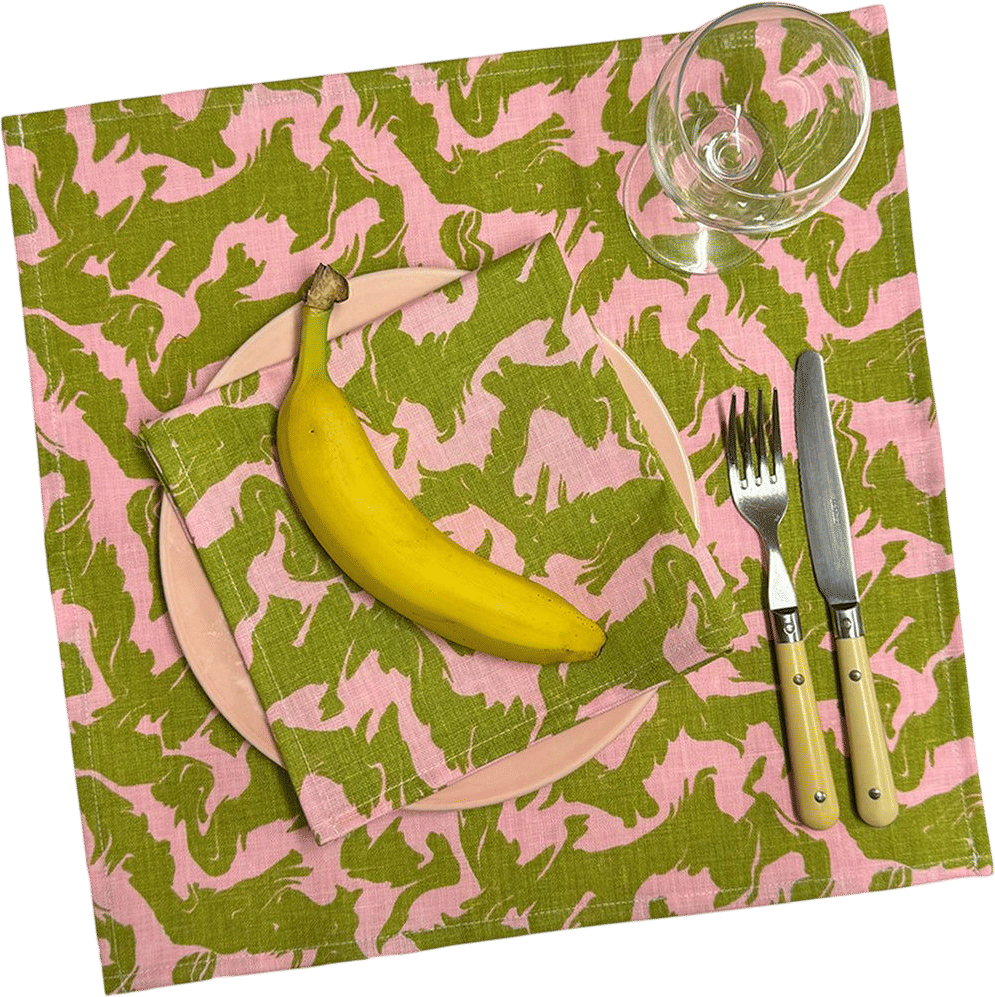 KJP Screenprinted Gilbert Napkins in Olive