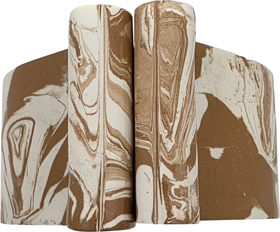 Vintage Midcentury Clay Swirled Bookends