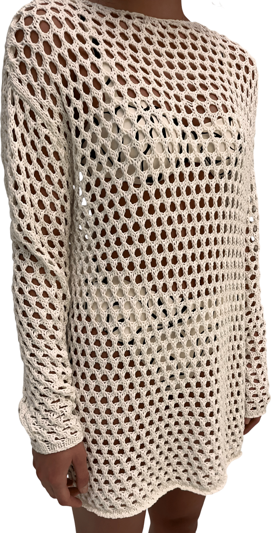 Crochet Knit Tunic Dress - Coconut