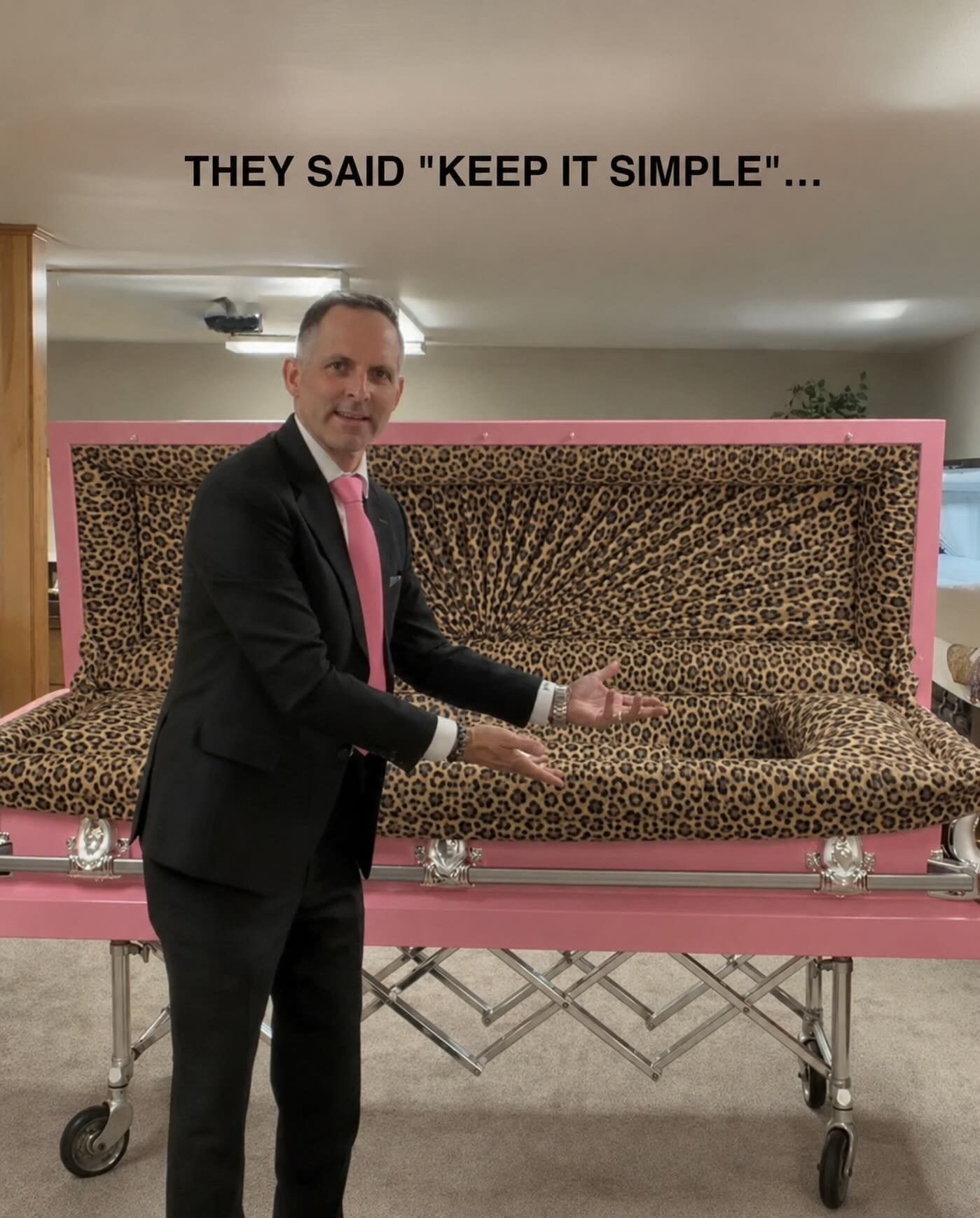 Pink Casket with Leopard Print Interior