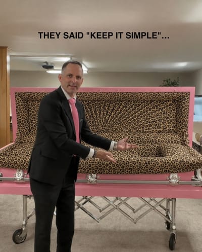 Pink Casket with Leopard Print Interior