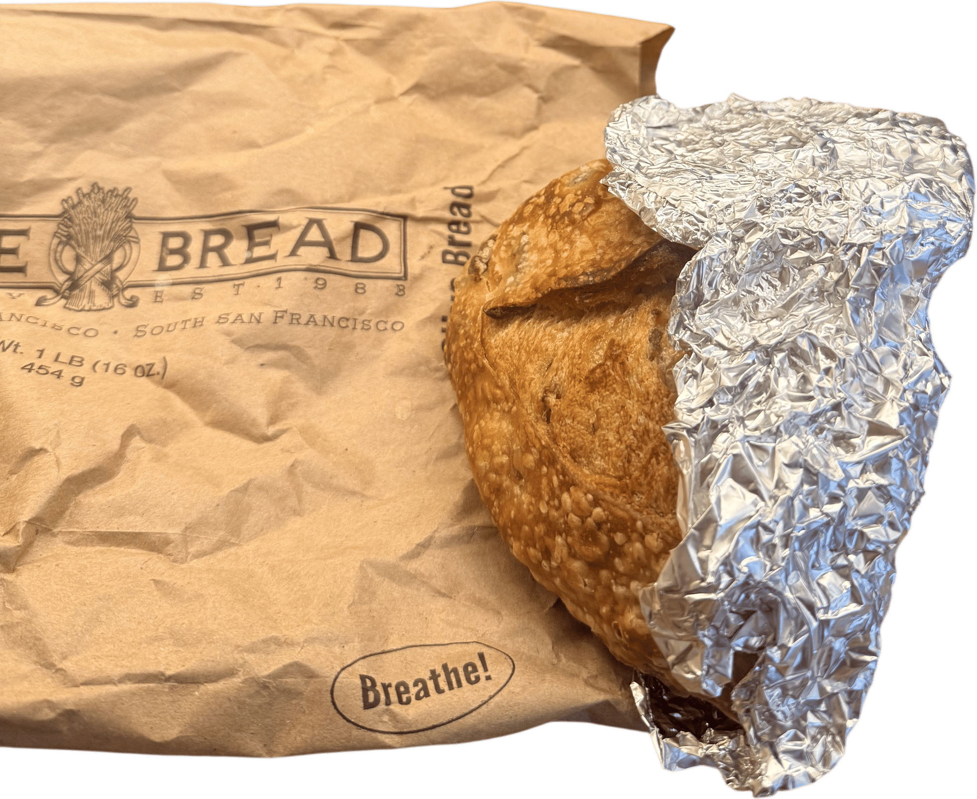 Covering the cut end of bread with tin foil