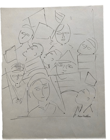 Helen Malta (1912-1975) Drawing FACES
