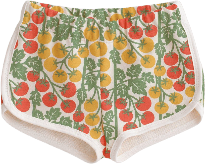 Winter Water Factory French Terry Shorts - Tomato Vines Red & Yellow