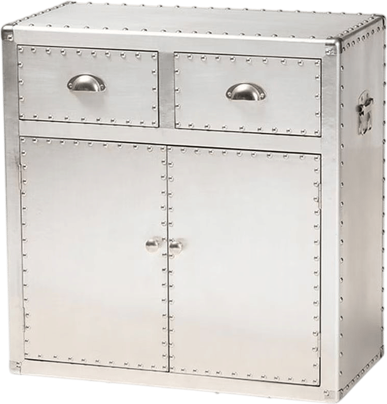 Baxton Studio Serge French Industrial Silver Metal 2-Door Accent Storage Cabinet - Walmart.com