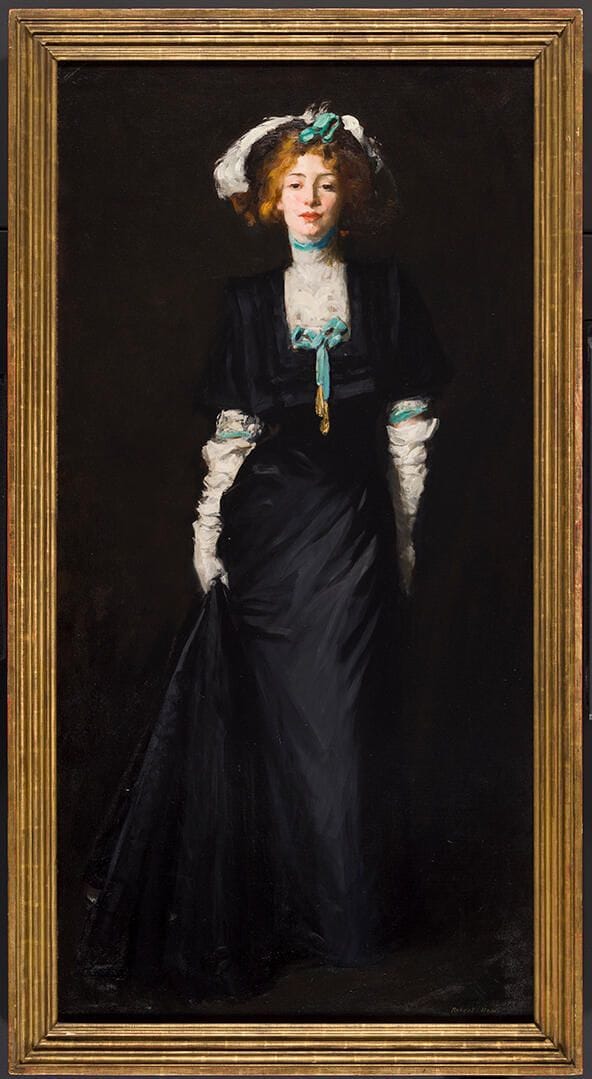 Jessica Penn in Black with White Plumes by Robert Henri