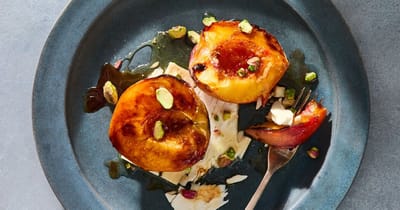 Broiled Peaches with Feta and Pistachios Recipe