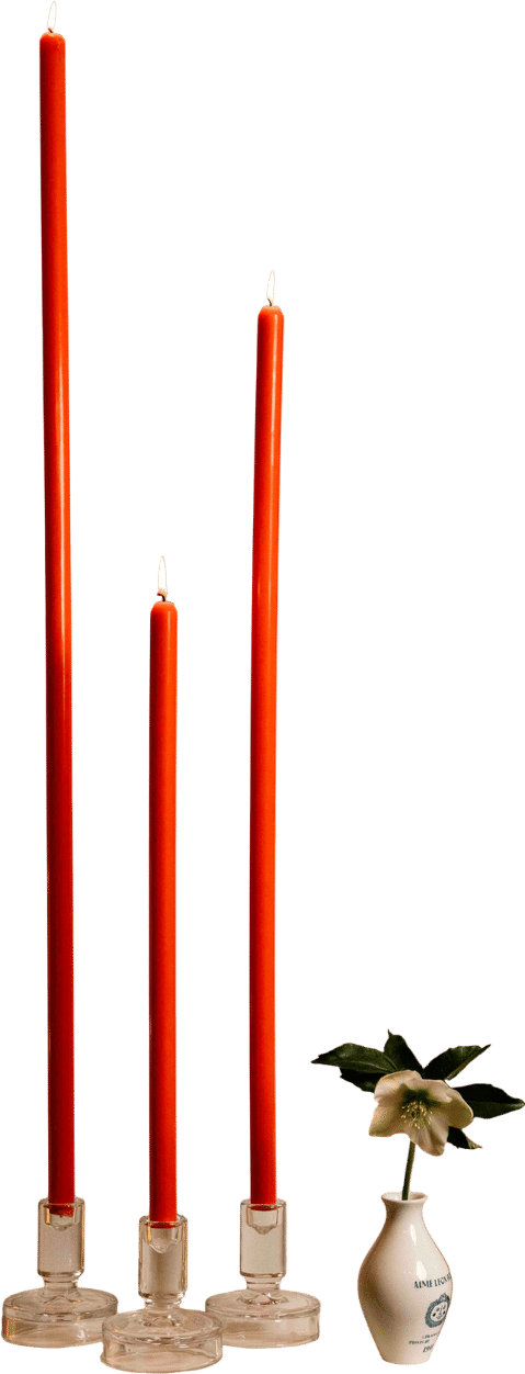 TOMATO TAPERED CANDLE PAIR