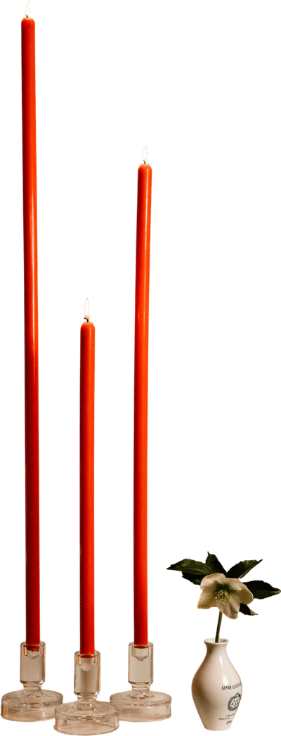 Tomato Tapered Candle Pair