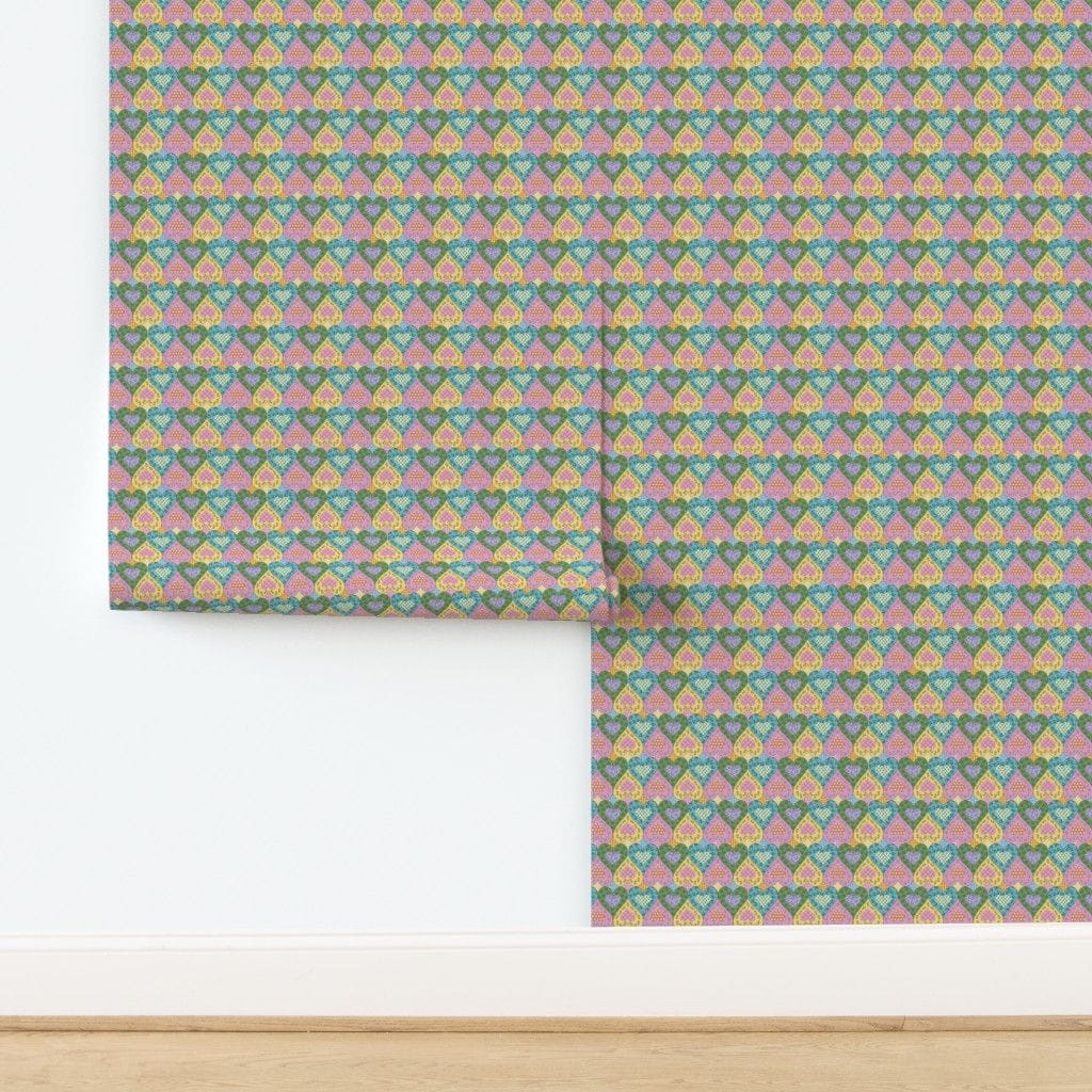 Wallpaper in Patchwork Hearts